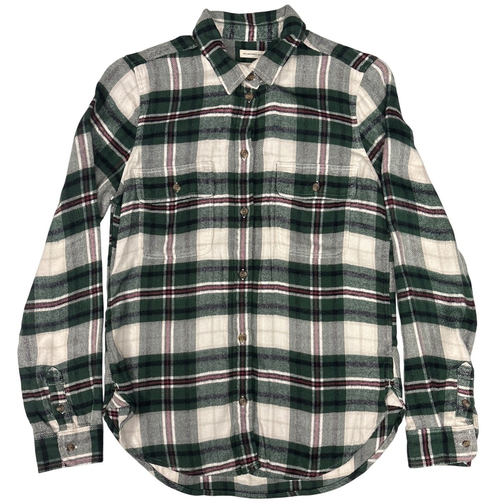 NWT American Eagle Green White Plaid Flannel Shirt Women S Classic Fit 90s Style
